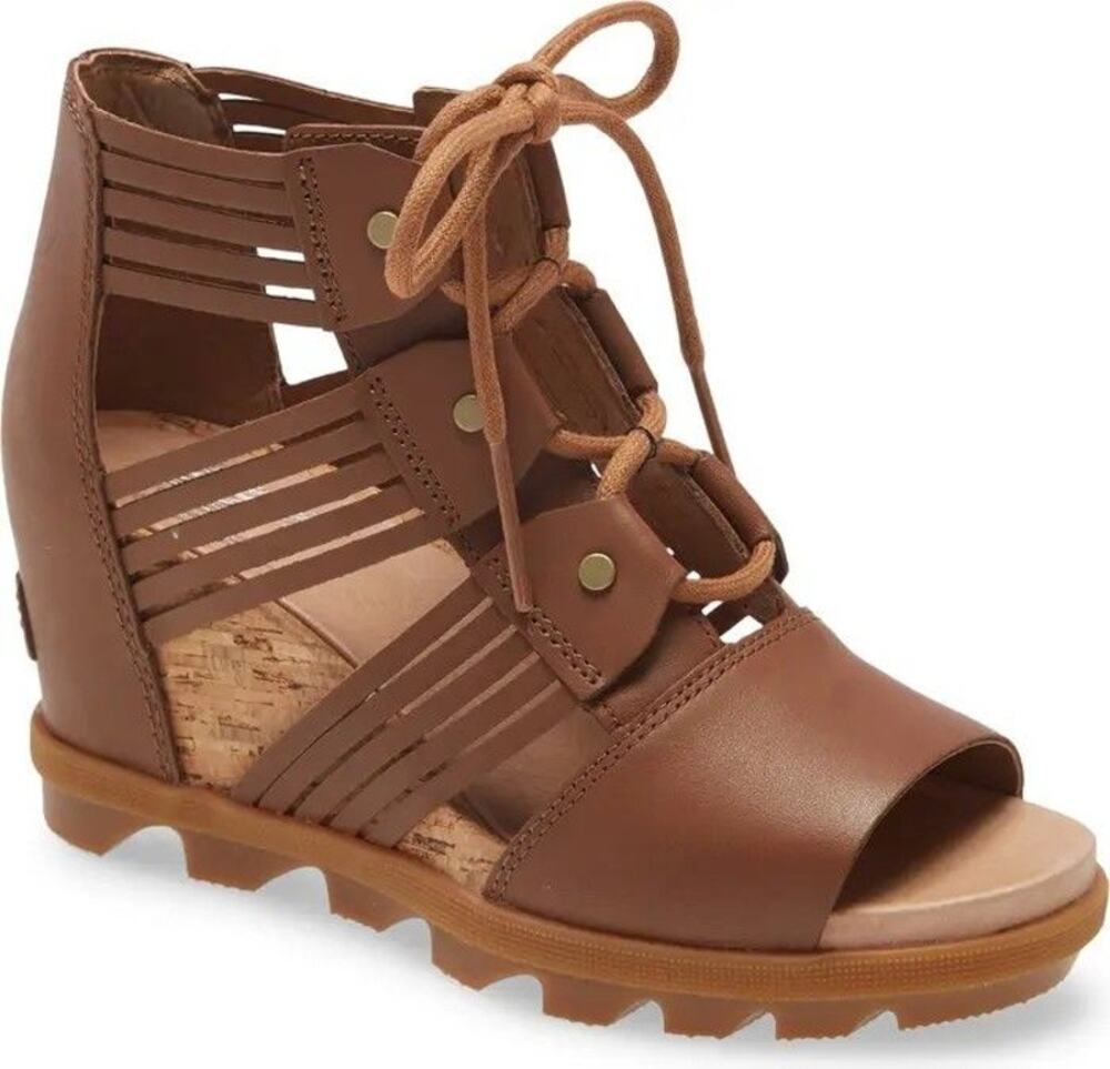 SOREL Joanie II Lace Huarache Cork Wedge in Tan Size 9.5